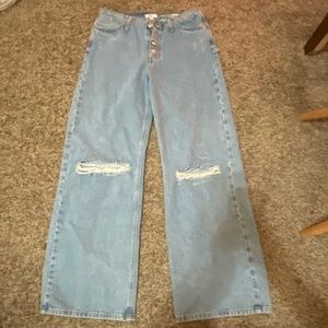blue straight leg jeans